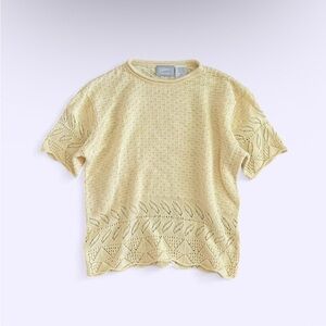 Vintage Blair Yellow Knit Top Ramie Cotton Textured Relaxed Fit M